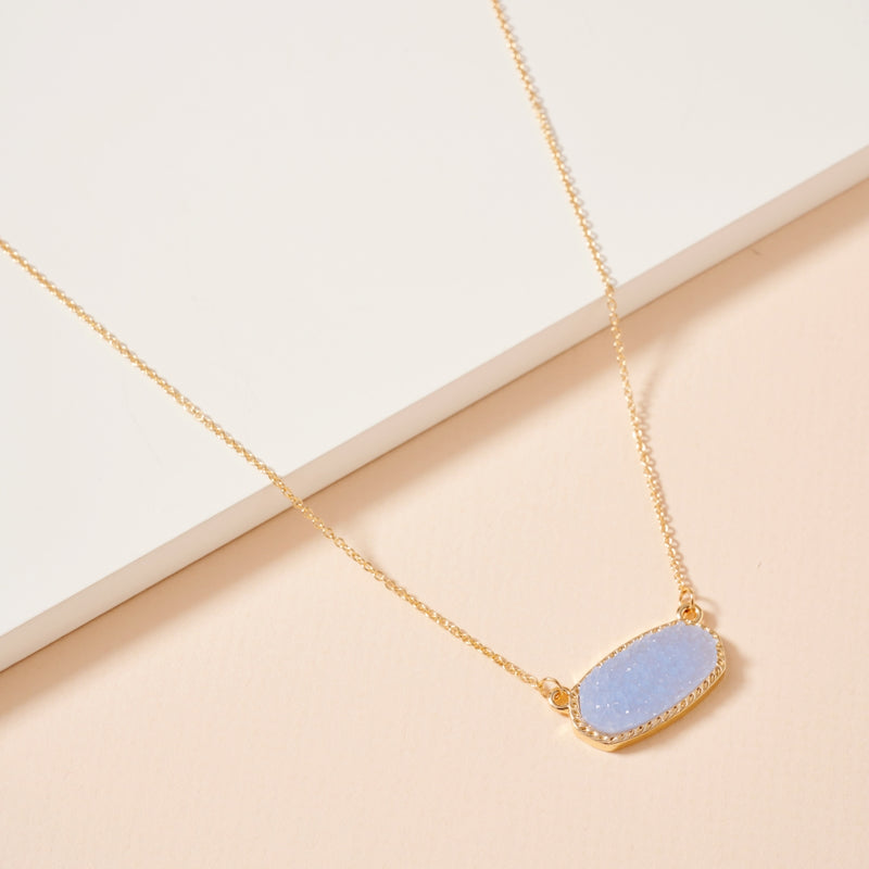 Druzy Stone Charm Short Necklace