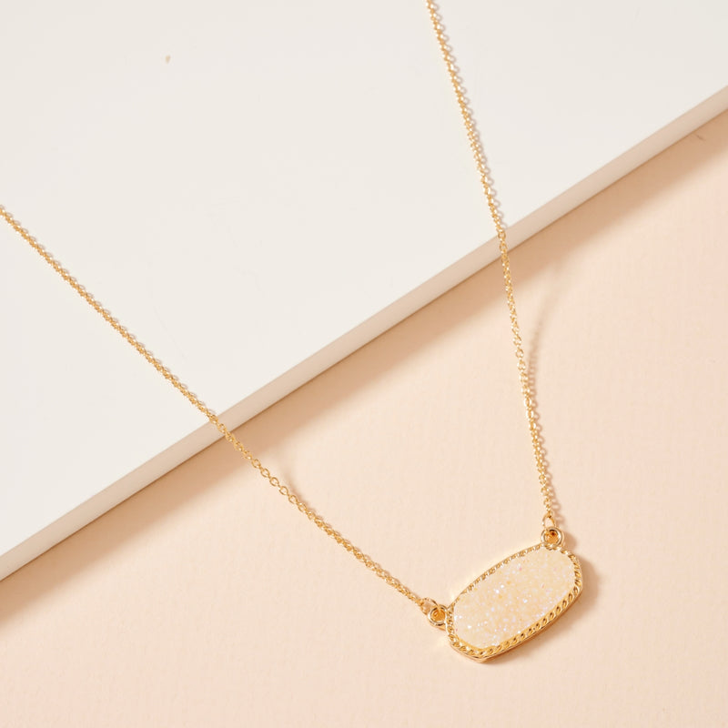 Druzy Stone Charm Short Necklace