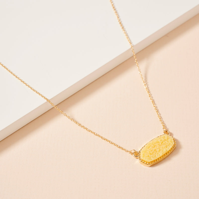 Druzy Stone Charm Short Necklace