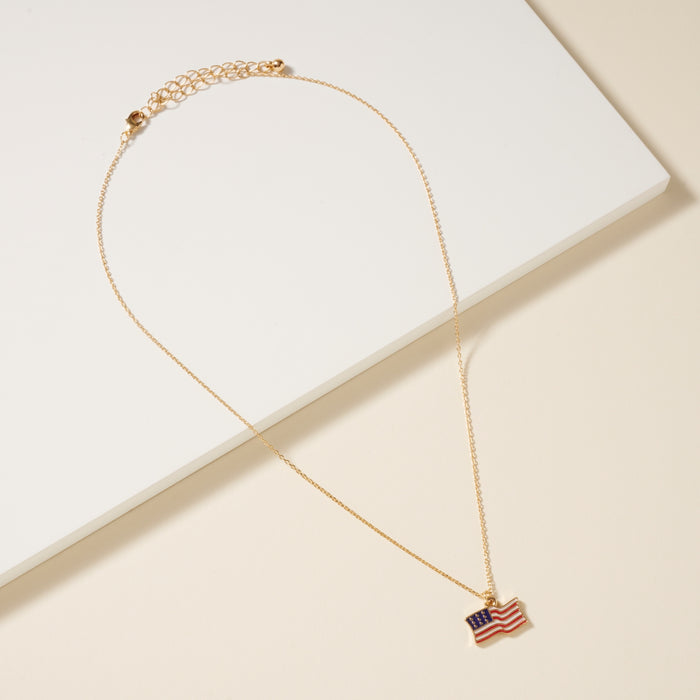 USA Flag Charm Necklace