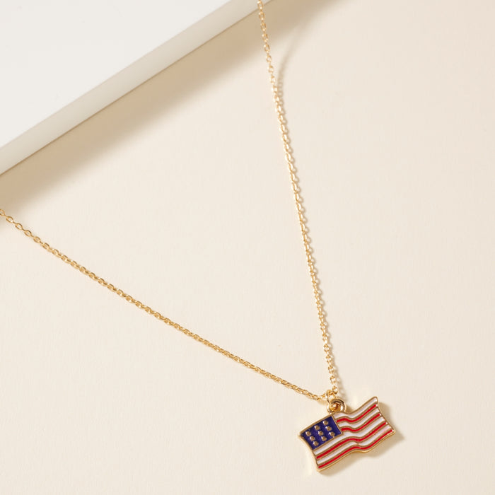 USA Flag Charm Necklace