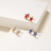 USA Flag Stars Stud Earrings Set