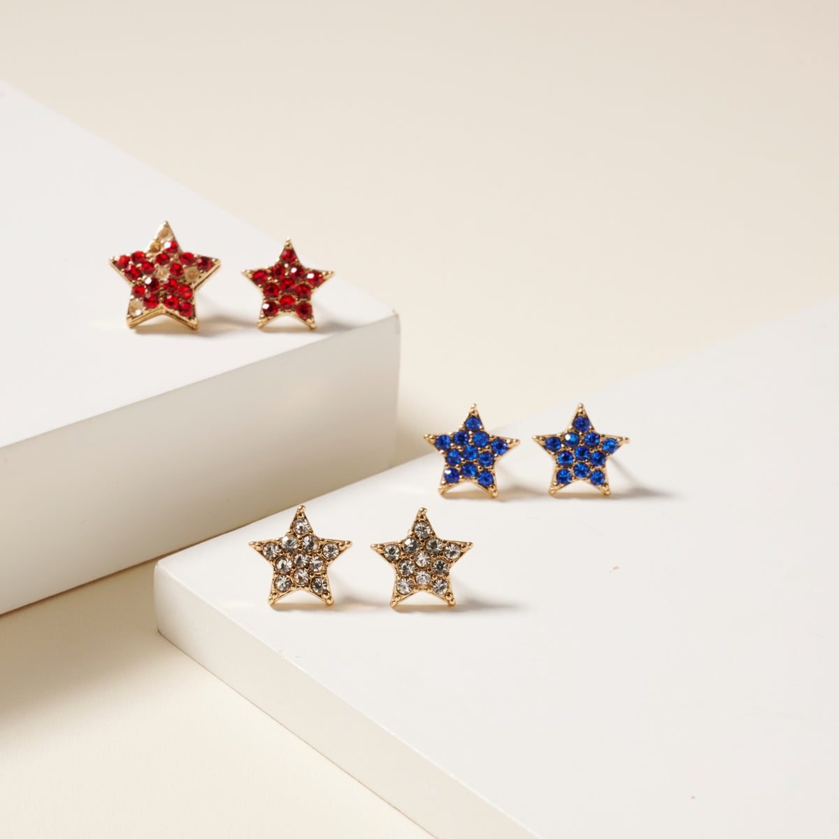 USA Flag Stars Stud Earrings Set