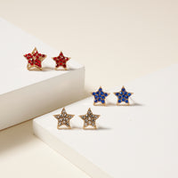USA Flag Stars Stud Earrings Set