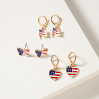 USA Flag Pattern Stud Earrings Set