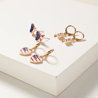 USA Flag Pattern Stud Earrings Set