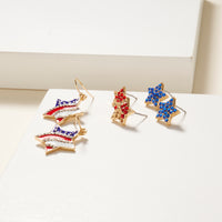 USA Flag Pattern Stud Earrings Set