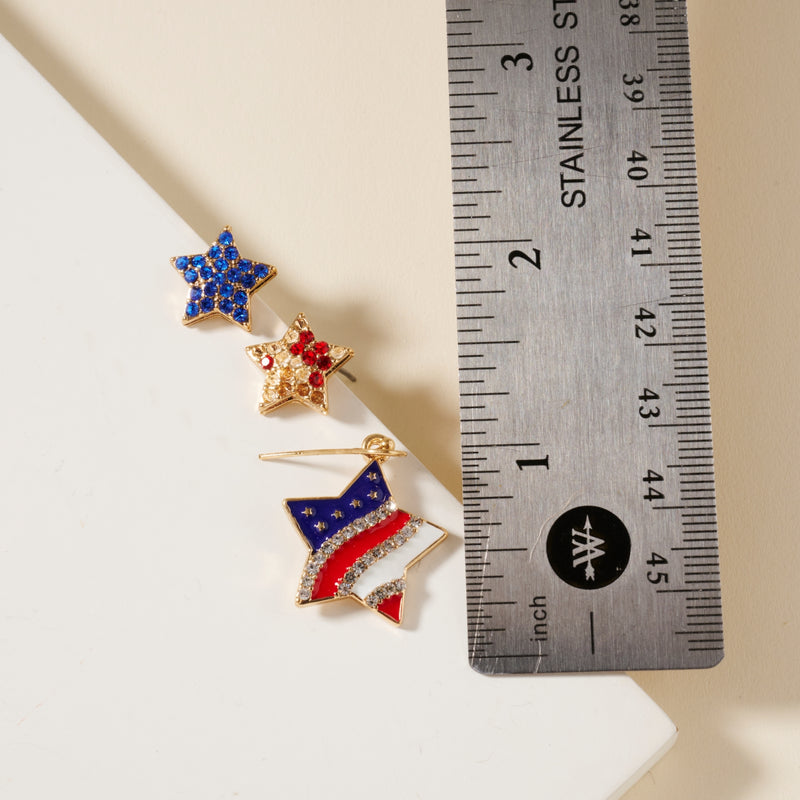 USA Flag Pattern Stud Earrings Set