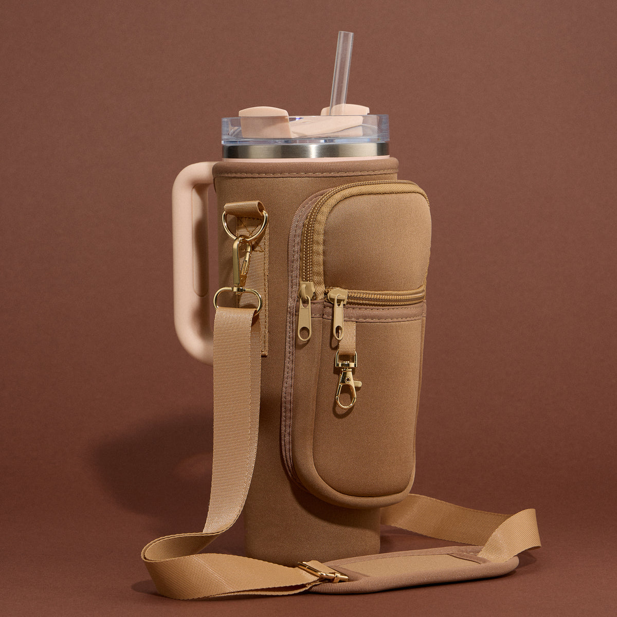 Neoprene Tumbler Crossbody Bag with Strap