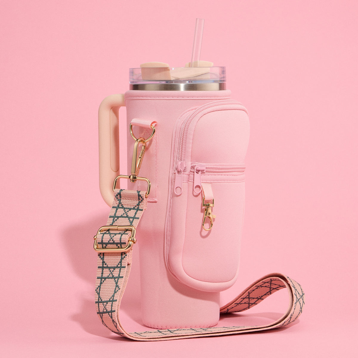 Neoprene Tumbler Crossbody Bag with Strap