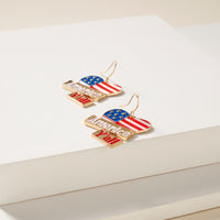 USA Flag Heart Dangling Earrings