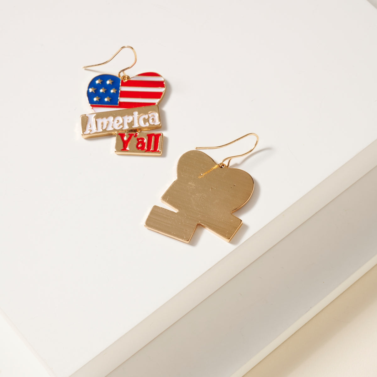 USA Flag Heart Dangling Earrings