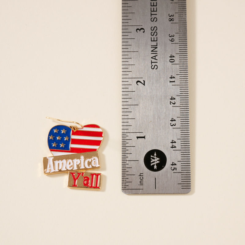 USA Flag Heart Dangling Earrings