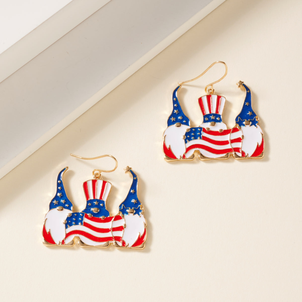 USA Flag Gnomes Dangling Earrings