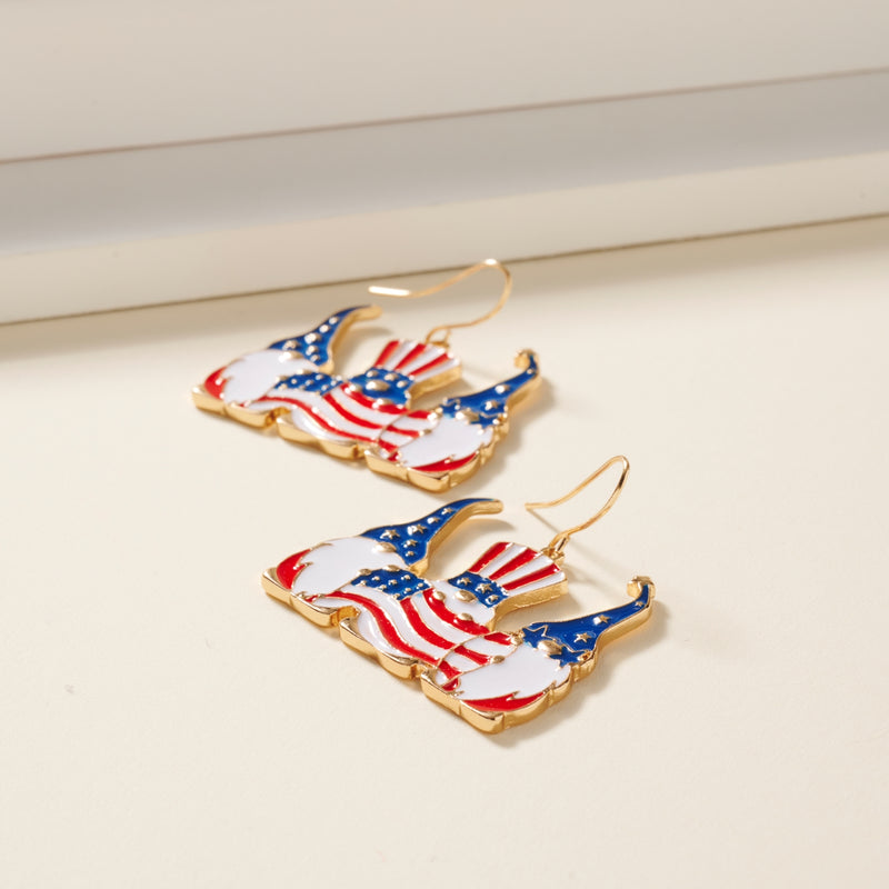USA Flag Gnomes Dangling Earrings