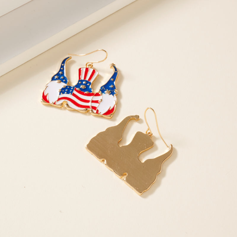 USA Flag Gnomes Dangling Earrings