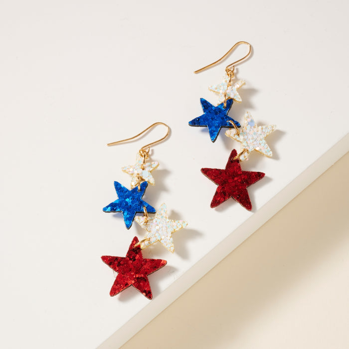 Linked Stars Sparkling Earrings