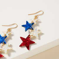 Linked Stars Sparkling Earrings