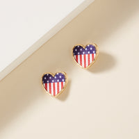 USA Flag Heart Stud Earrings