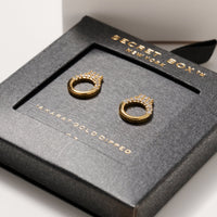 Secret Box Gold Dip Circle CZ Stud Earrings