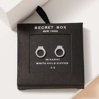 Secret Box Gold Dip Circle CZ Stud Earrings