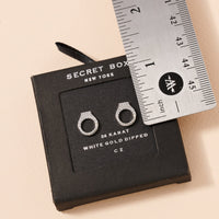 Secret Box Gold Dip Circle CZ Stud Earrings