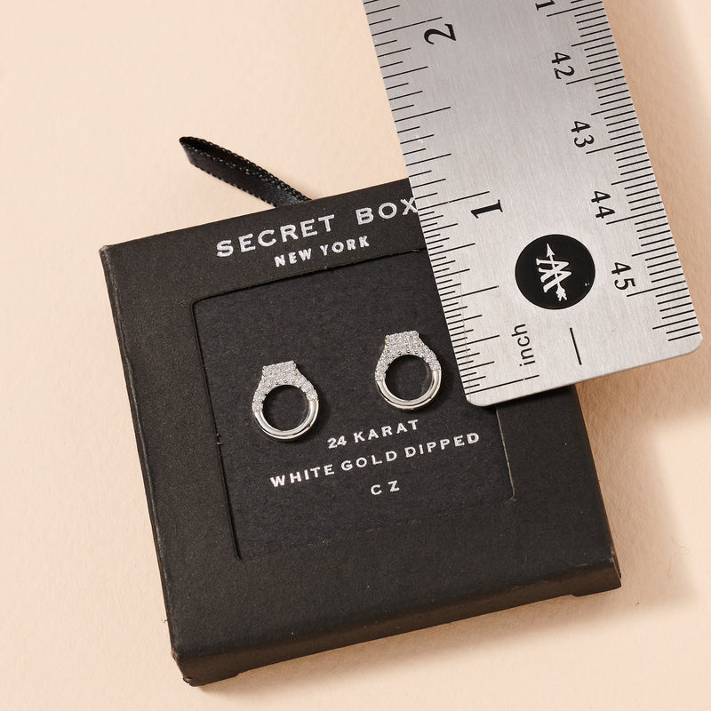 Secret Box Gold Dip Circle CZ Stud Earrings