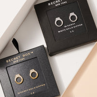 Secret Box Gold Dip Circle CZ Stud Earrings