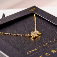 Elephant CZ Secret Box Gold Dip Necklace