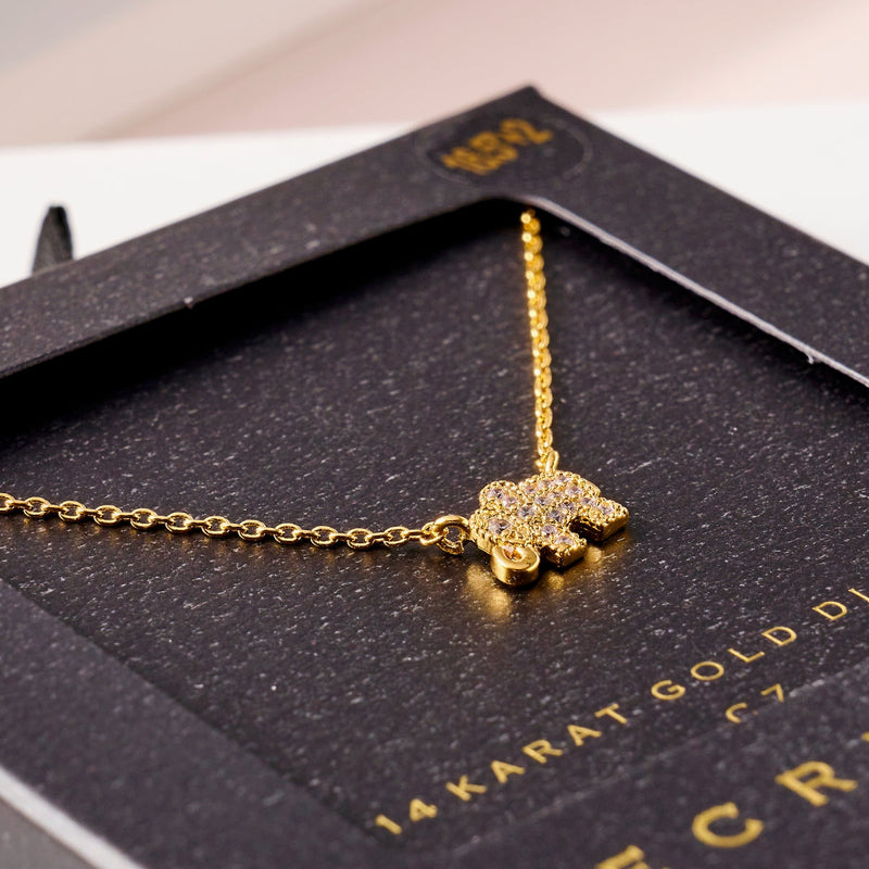 Elephant CZ Secret Box Gold Dip Necklace