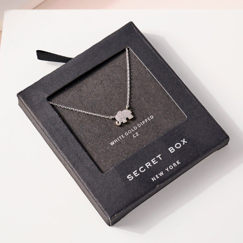 Elephant CZ Secret Box Gold Dip Necklace