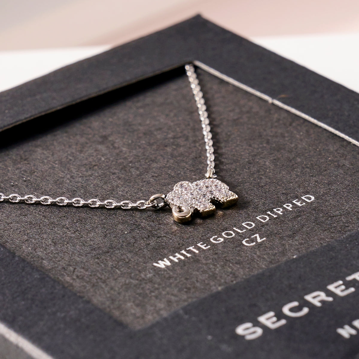 Elephant CZ Secret Box Gold Dip Necklace