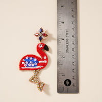 USA Flamingo Seed Beaded Earrings