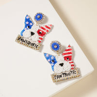 USA Dog Seed Beaded Earrings
