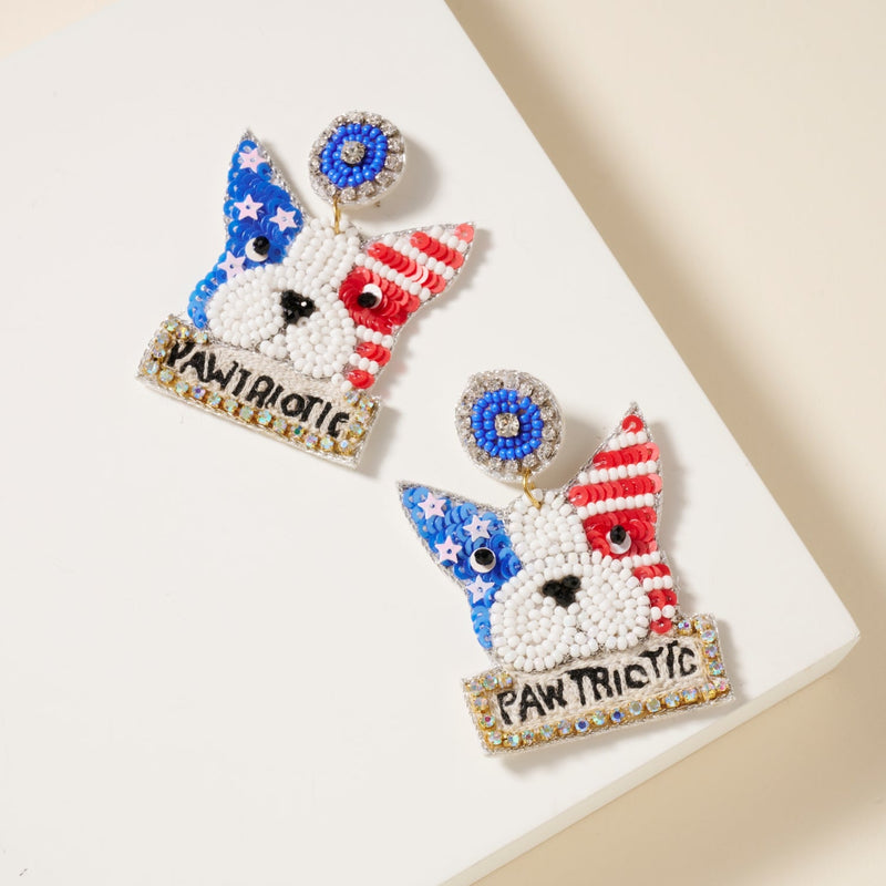 USA Dog Seed Beaded Earrings