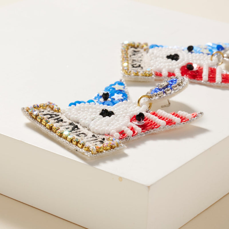 USA Dog Seed Beaded Earrings