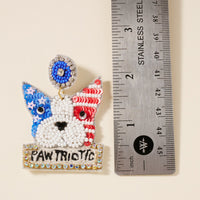 USA Dog Seed Beaded Earrings