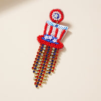 USA Top Hat Seed Beaded Earrings