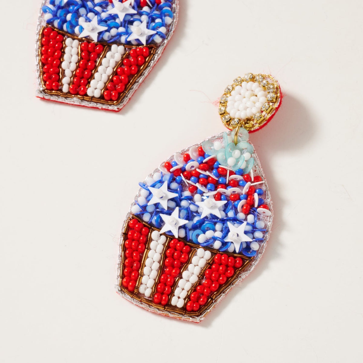 USA Cup Cake Seed Beaded Earrings