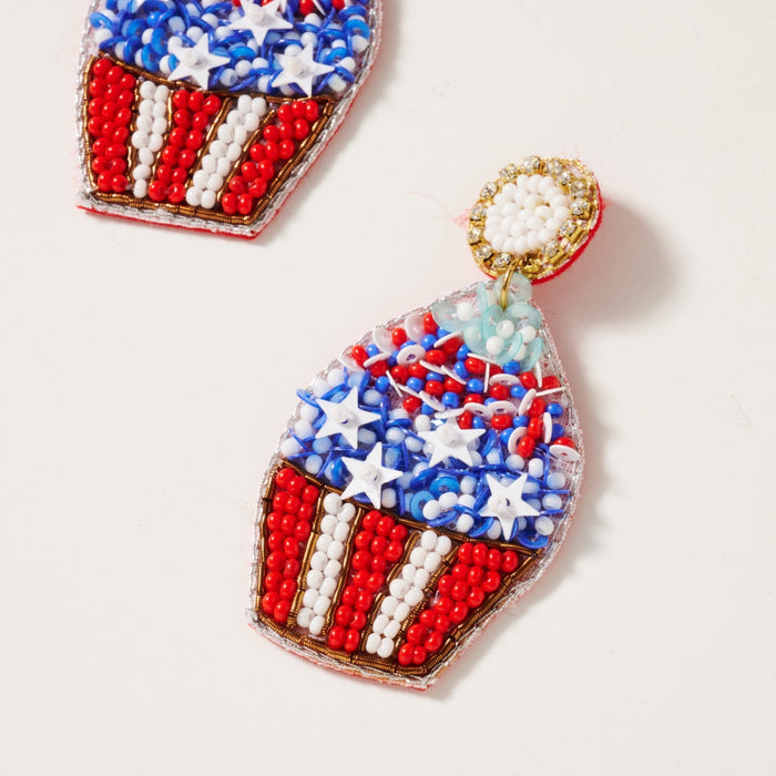 USA Cup Cake Seed Beaded Earrings