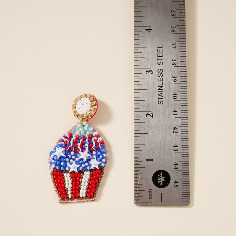 USA Cup Cake Seed Beaded Earrings