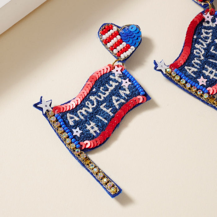 USA Flag Seed Beaded Earrings
