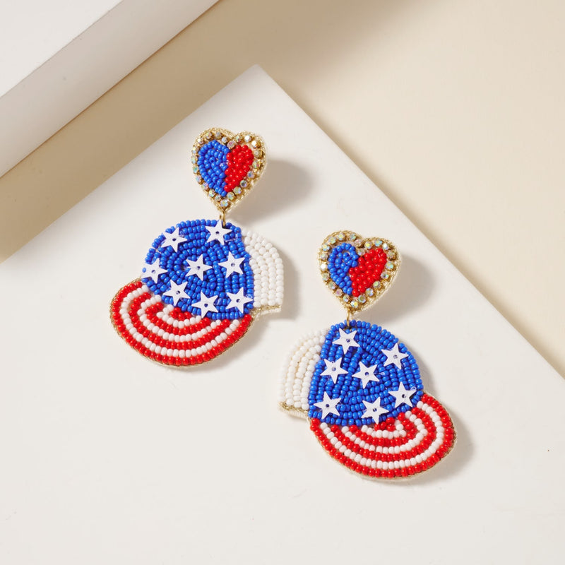 USA Cap Seed Beaded Earrings