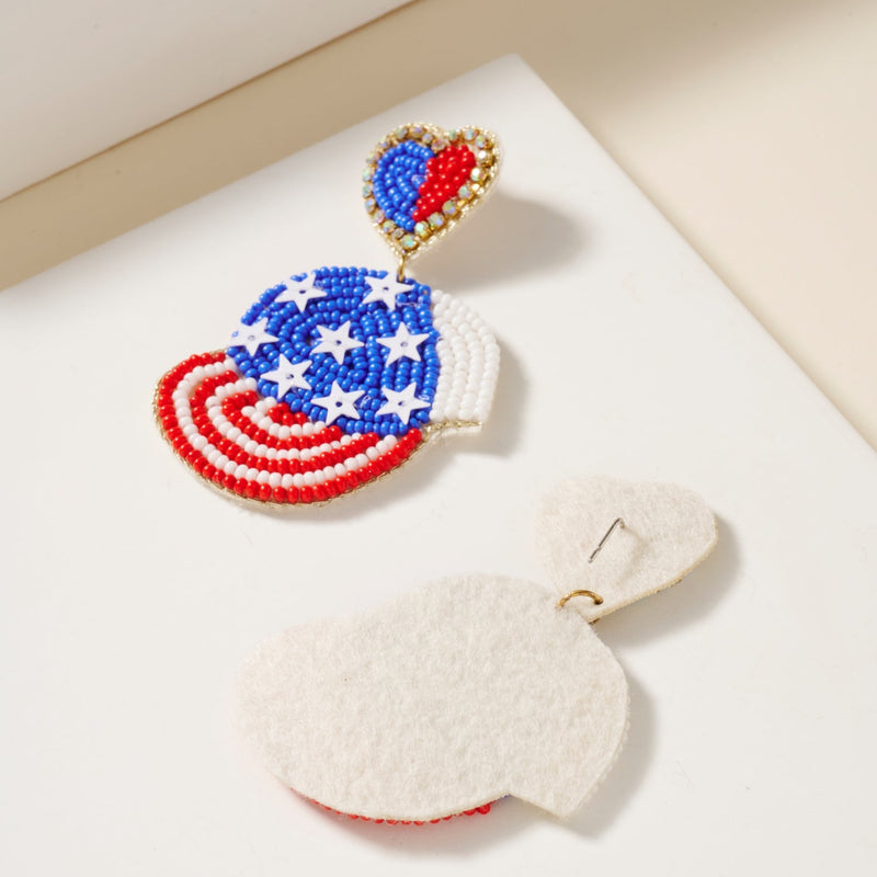 USA Cap Seed Beaded Earrings