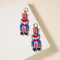 USA Uncle Sam Seed Beaded Earrings