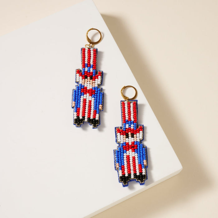 USA Uncle Sam Seed Beaded Earrings