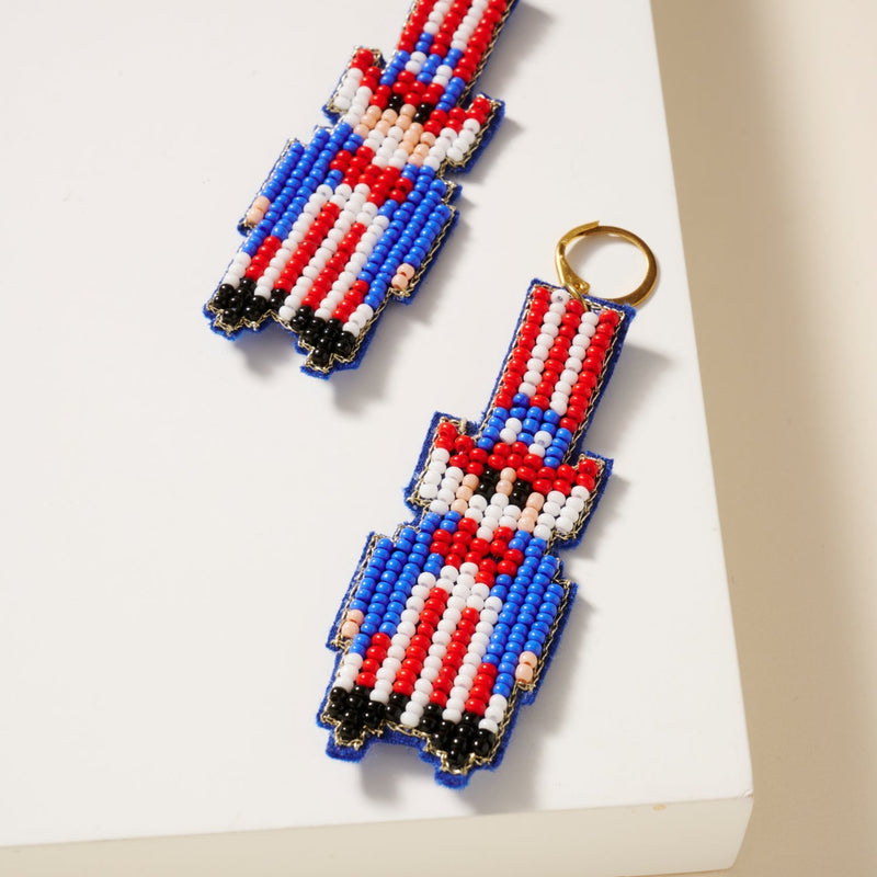 USA Uncle Sam Seed Beaded Earrings