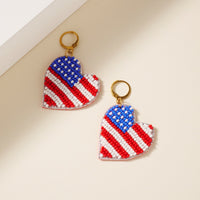 USA Heart Seed Beaded Earrings