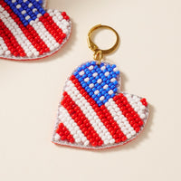 USA Heart Seed Beaded Earrings