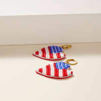 USA Heart Seed Beaded Earrings